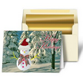 3D Happy Holiday Christmas Card w/ Lenticular Images Santa Snowman & Tree